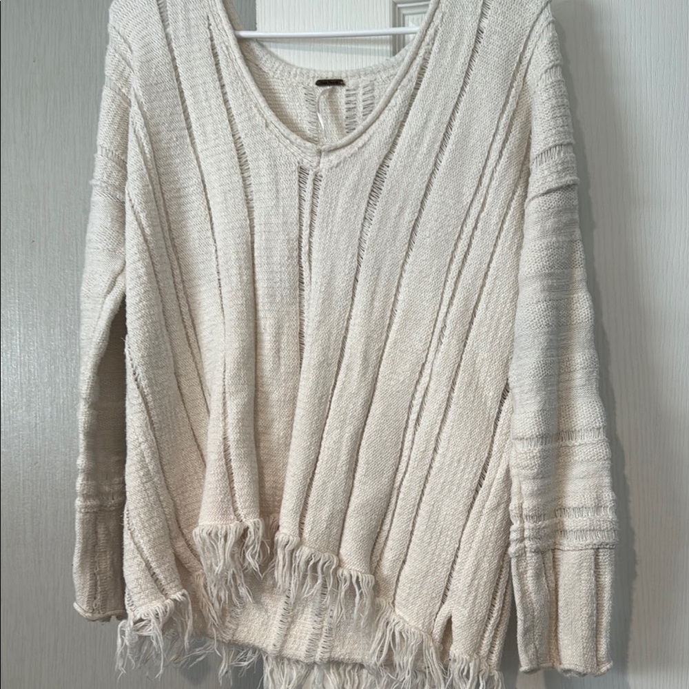 Free People Cream Relaxed Fit Hoodie